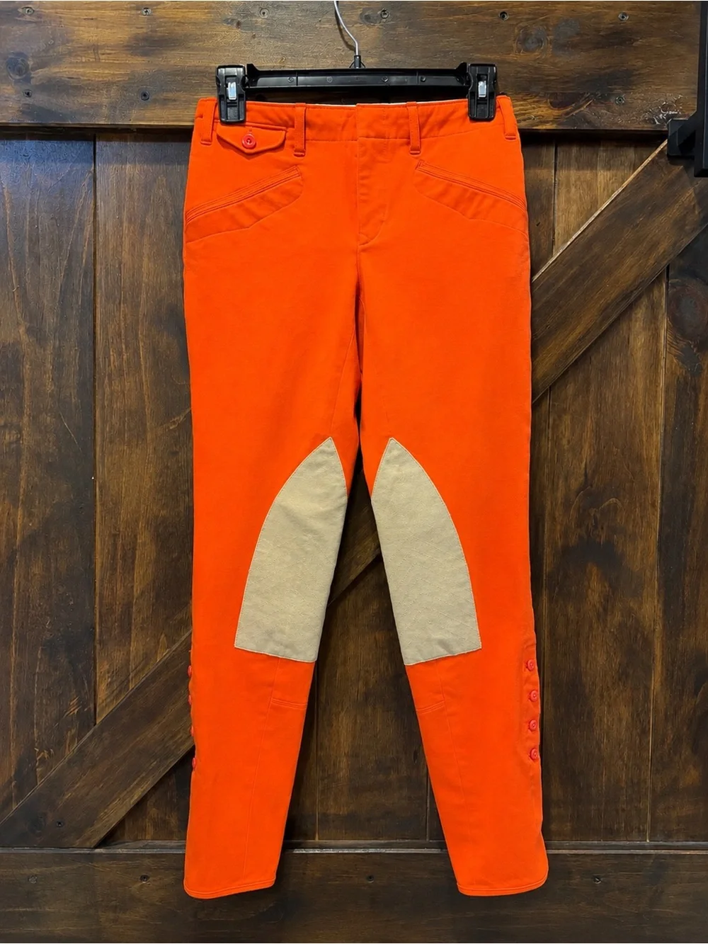 Ralph Lauren Orange Kids Breeches with Tan Knee Patches